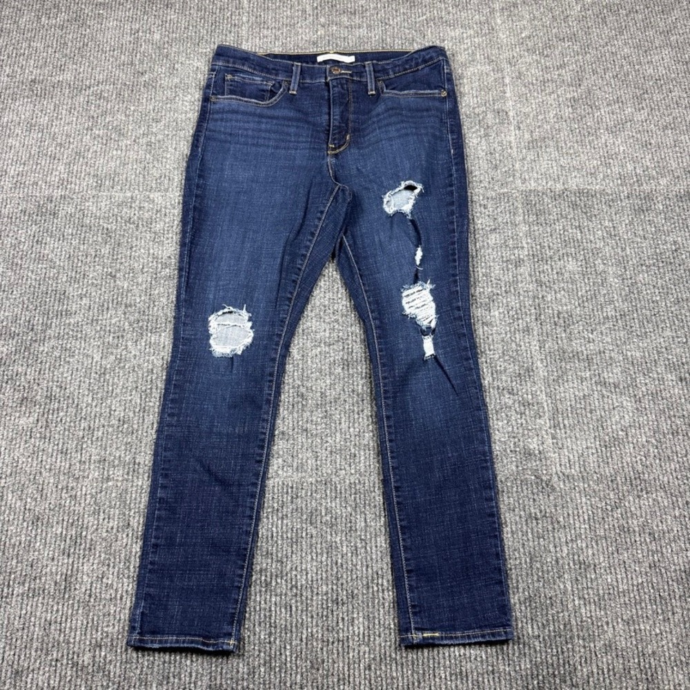 Levis 311 Shaping Skinny Jeans Blue Distressed Ripped Denim W31 L28 19626-0273